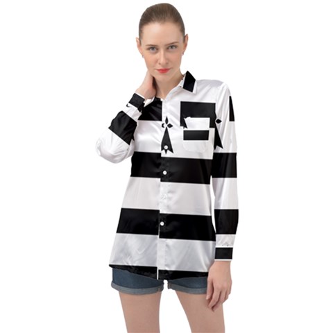 Brittany Flag Long Sleeve Satin Shirt by tony4urban