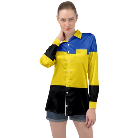 Gelderland Flag Long Sleeve Satin Shirt by tony4urban