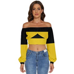 Baden Wurttemberg Flag Long Sleeve Crinkled Weave Crop Top by tony4urban