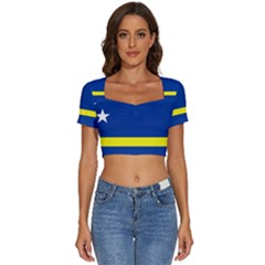 Curacao Short Sleeve Square Neckline Crop Top  by tony4urban