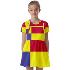 Kosicky Flag Kids  Short Sleeve Pinafore Style Dress by tony4urban