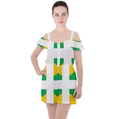 Halaka Flag Ruffle Cut Out Chiffon Playsuit by tony4urban