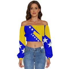 Bosnia And Herzegovina Long Sleeve Crinkled Weave Crop Top by tony4urban