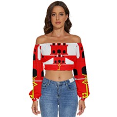 Gibraltar Long Sleeve Crinkled Weave Crop Top by tony4urban