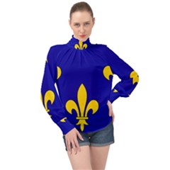 Ile De France Flag High Neck Long Sleeve Chiffon Top by tony4urban