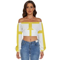 Nord Trondelag Long Sleeve Crinkled Weave Crop Top by tony4urban