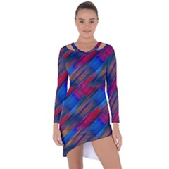 Striped Colorful Abstract Pattern Asymmetric Cut-out Shift Dress by dflcprintsclothing