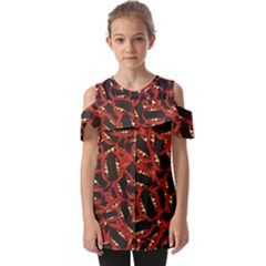 Ugly Open Mouth Graphic Motif Print Pattern Fold Over Open Sleeve Top by dflcprintsclothing