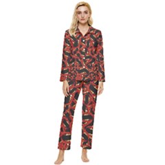 Ugly Open Mouth Graphic Motif Print Pattern Womens  Long Sleeve Velvet Pocket Pajamas Set by dflcprintsclothing