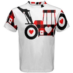 Valentines Day T- Shirt Kids Digging Trucks Buffalo Plaid Heart Valentines Day T- Shirt Men s Cotton Tee by maxcute