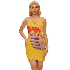 Valentine Day Lolly Candy Heart Wrap Tie Front Dress by artworkshop