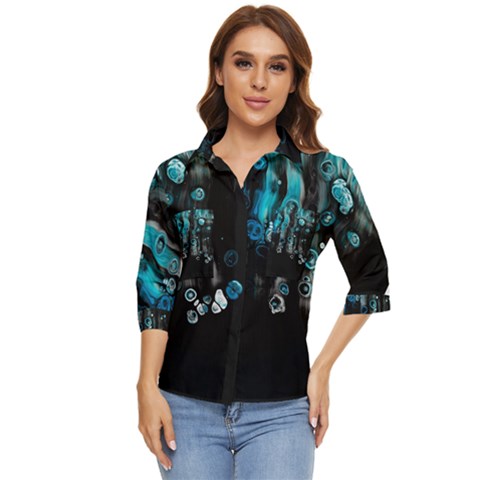 Falling Down Pattern Women s Quarter Sleeve Pocket Shirt by artworkshop