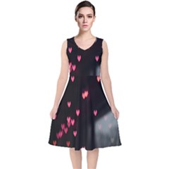 Love Valentine s Day V-neck Midi Sleeveless Dress  by artworkshop