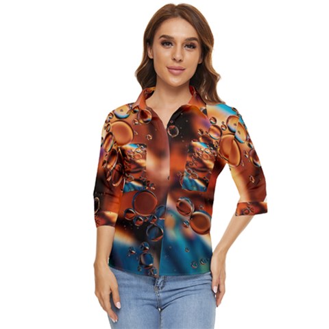 Copper Glow Women s Quarter Sleeve Pocket Shirt by artworkshop