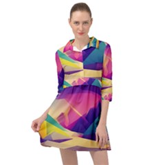 Abstract Geometric Landscape Art Mini Skater Shirt Dress by danenraven