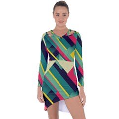 Pattern Abstract Geometric Design Asymmetric Cut-out Shift Dress by danenraven