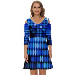 Pattern Blue Logo Shoulder Cut Out Zip Up Dress by artworkshop