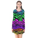 Colorful Zebra Long Sleeve V-neck Flare Dress View1