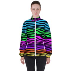 Colorful Zebra Women s High Neck Windbreaker by Angelandspot