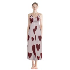 Valentine Day Heart Love Pattern Button Up Chiffon Maxi Dress by artworkshop