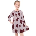 Valentine Day Heart Love Pattern Kids  Quarter Sleeve Shirt Dress View1