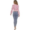 Valentine Day Heart Pattern Pink Long Sleeve Deep-V Velour Top View4