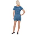 White And Blue Brick Wall Short Sleeve Asymmetric Mini Dress View2