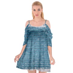 White And Blue Brick Wall Cutout Spaghetti Strap Chiffon Dress by artworkshop