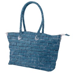 White And Blue Brick Wall Canvas Shoulder Bag by artworkshop