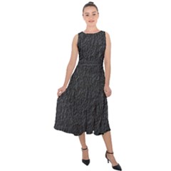 Black Wall Texture Midi Tie-back Chiffon Dress by artworkshop