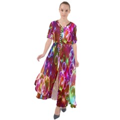 Rainbow Spectrum Bubbles Waist Tie Boho Maxi Dress by artworkshop