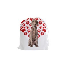 Weimaraner Gifts T- Shirt Cool Weimaraner Valentine Heart Paw Weimaraner Dog Lover Valentine Costume Drawstring Pouch (small) by maxcute