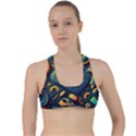 Abstract Pattern Background Criss Cross Racerback Sports Bra View1