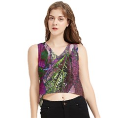 Leaves 21 V-neck Cropped Tank Top by DinkovaArt