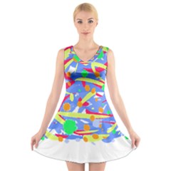 Abstact Pattern T- Shirt Abstact Pattern T- Shirt V-neck Sleeveless Dress by maxcute