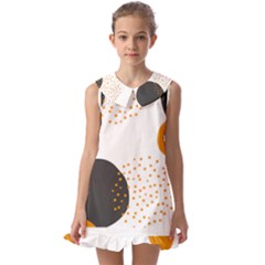 Abstract Circle Pattern T- Shirt Abstract Circle Pattern 3 Kids  Pilgrim Collar Ruffle Hem Dress by maxcute