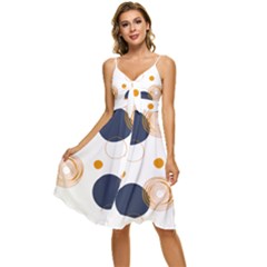 Abstract Circle Pattern T- Shirt Abstract Circle Pattern T- Shirt Sleeveless Tie Front Chiffon Dress by maxcute