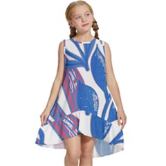 Abstract Patterns T- Shirt Orange Aquatic Print T- Shirt Kids  Frill Swing Dress by maxcute