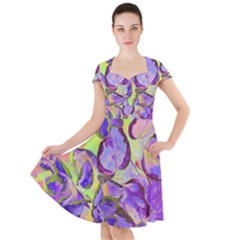 Purple Leaves Cap Sleeve Midi Dress by DinkovaArt