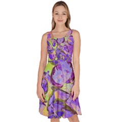 Purple Leaves Knee Length Skater Dress With Pockets by DinkovaArt