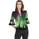 Aurora Borealis Northern Lights Nature Loose Horn Sleeve Chiffon Blouse View1