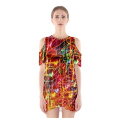 Design Art Pattern Shoulder Cutout One Piece Dress by artworkshop