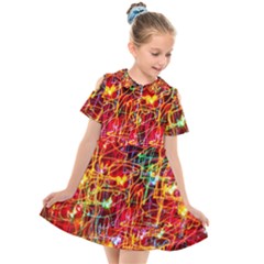 Design Art Pattern Kids  Short Sleeve Shirt Dress by artworkshop