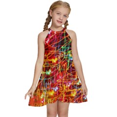 Design Art Pattern Kids  Halter Collar Waist Tie Chiffon Dress by artworkshop