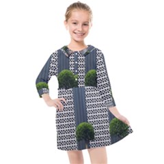 Exterior Building Pattern Kids  Quarter Sleeve Shirt Dress by artworkshop