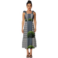 Exterior Building Pattern Tie-strap Tiered Midi Chiffon Dress by artworkshop