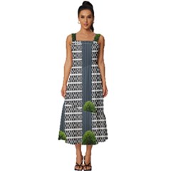 Exterior Building Pattern Square Neckline Tiered Midi Dress by artworkshop