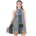 Exterior-building-pattern Halter Neckline Chiffon Dress  View1