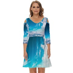 Landscape Sky Clouds Hd Wallpaper Shoulder Cut Out Zip Up Dress by artworkshop