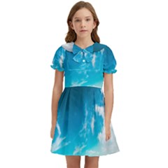 Landscape Sky Clouds Hd Wallpaper Kids  Bow Tie Puff Sleeve Dress by artworkshop